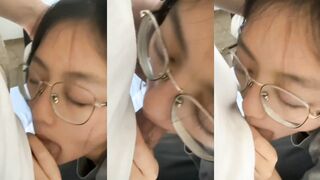 清純眼鏡妹子口交