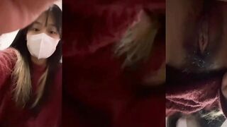 マスク姿の少女の自撮り、柔らかいオマンコ