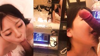 濃いメイクの大きな瞳の女子大生がフェラチオ
