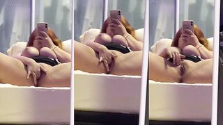 Busty Sister Masturbates in Front of Mirror