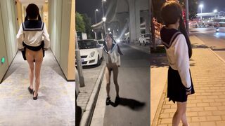 嫩妹涵涵 小淚深夜街頭露出2部 情趣制服4K版