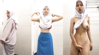 穆斯林学生妹，校服内隐藏的美丽胴体