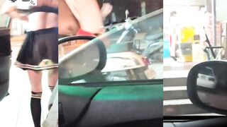 大膽人妻穿透視情趣衣服逛超市還帶發光肛塞