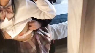 ホテルで後背位の巨乳JKセックス